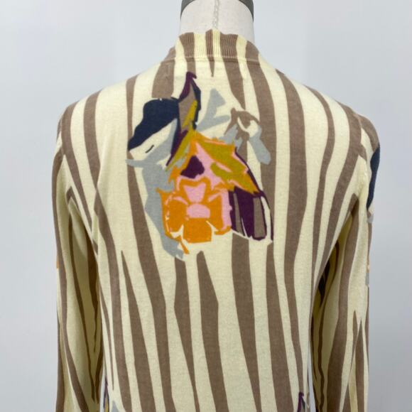 Anthropologie Sparrow Cardigan Mixed Print Longline Cotton Artsy Beige Small - Picture 6 of 9